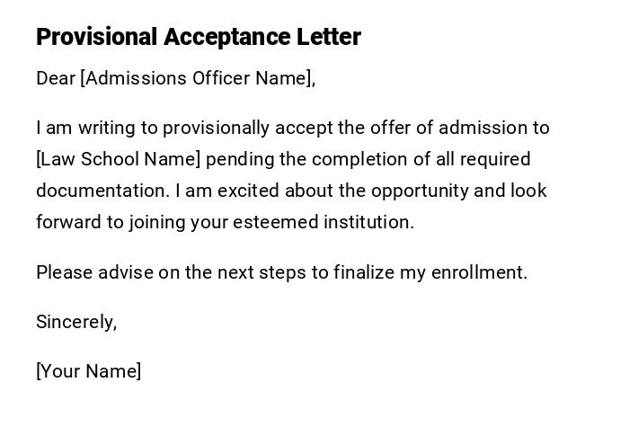 Provisional Acceptance Letter