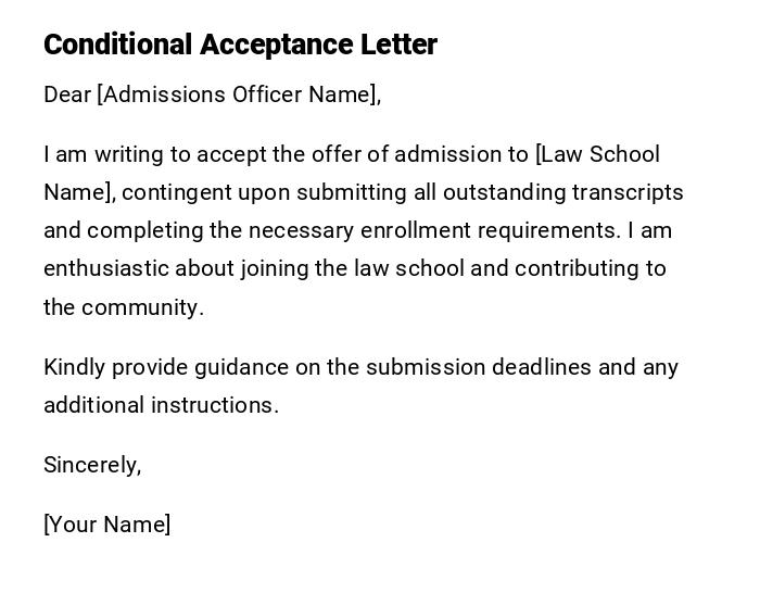 Conditional Acceptance Letter