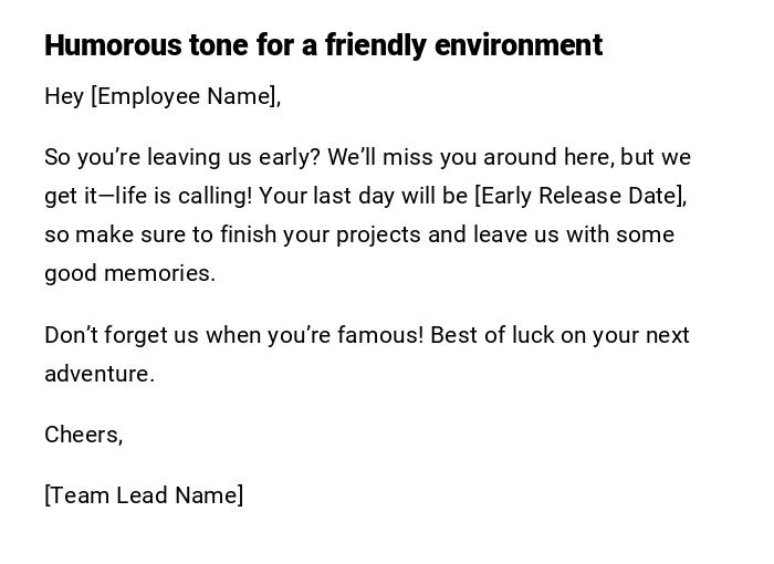 Humorous tone for a friendly environment