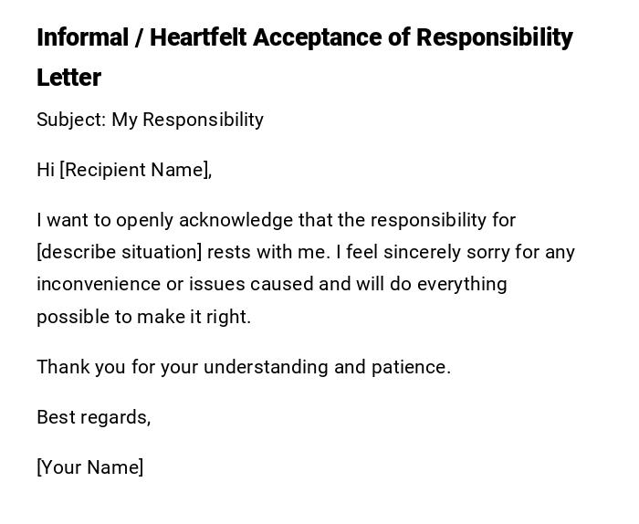 Informal / Heartfelt Acceptance of Responsibility Letter