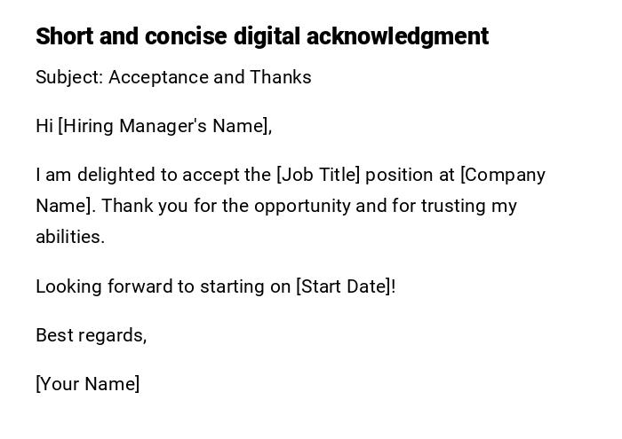 Short and concise digital acknowledgment
