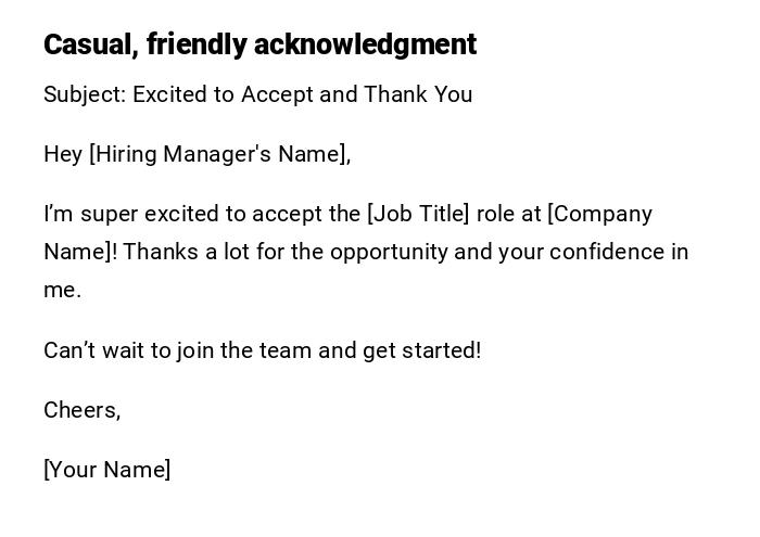 Casual, friendly acknowledgment