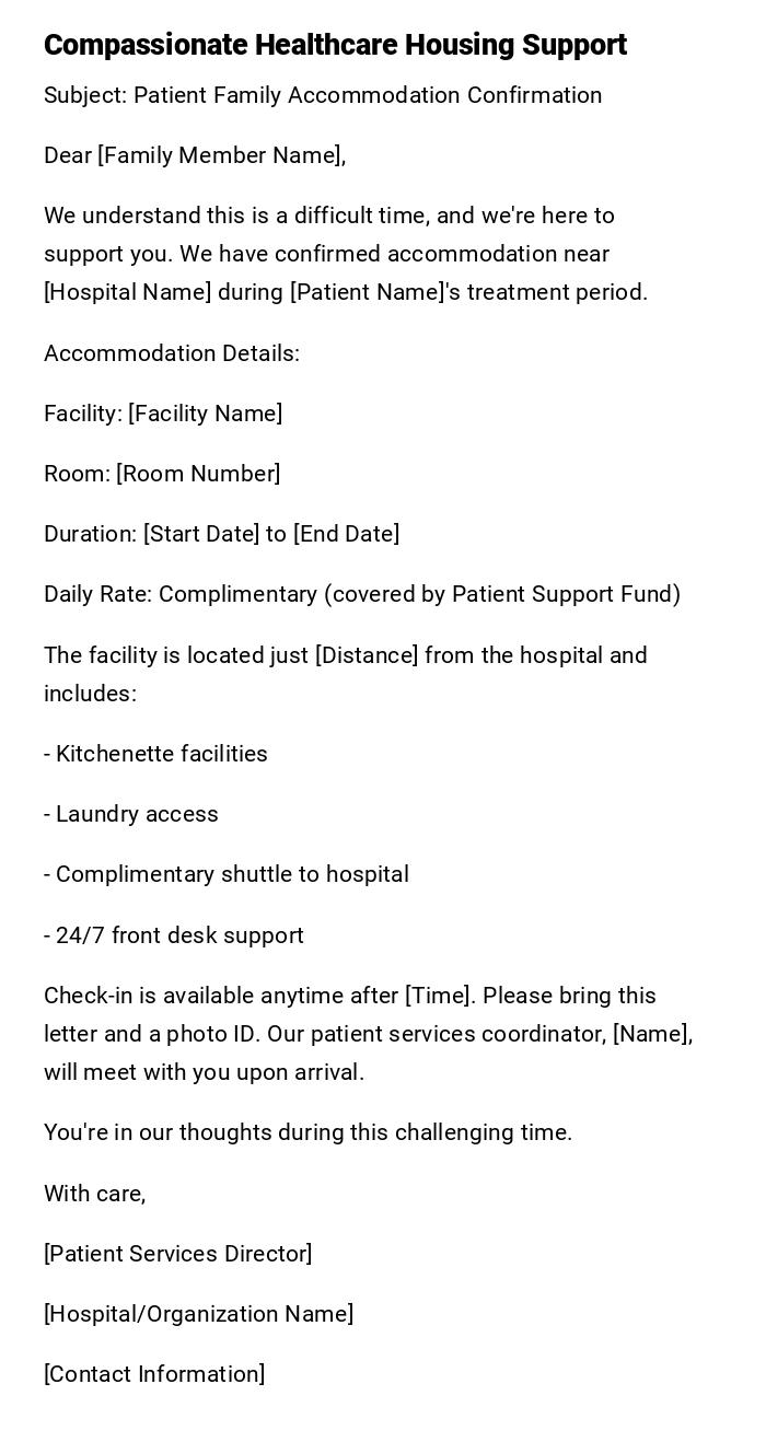 Compassionate Healthcare Housing Support