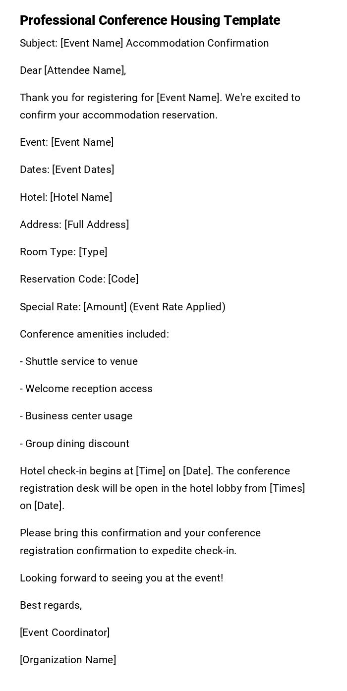 Professional Conference Housing Template