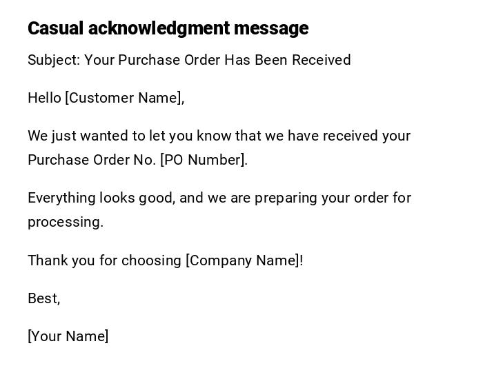 Casual acknowledgment message