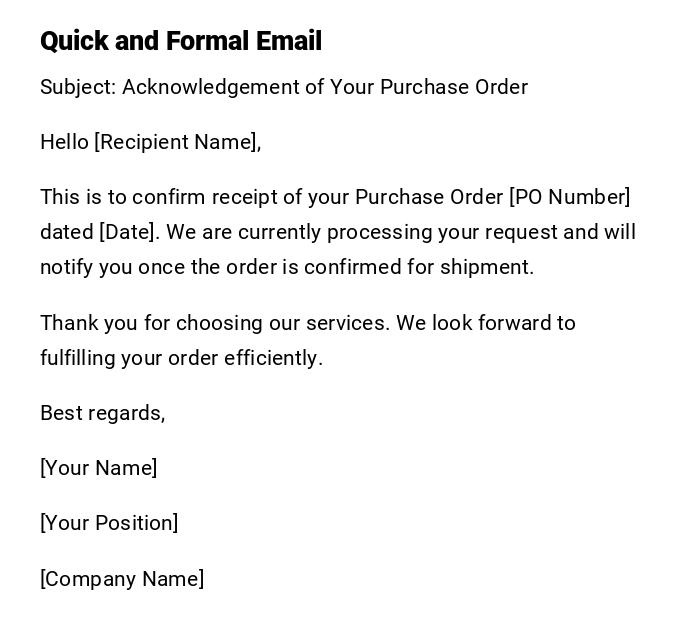 Quick and Formal Email