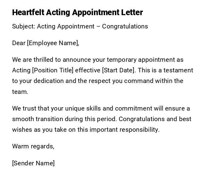 Heartfelt Acting Appointment Letter Heartfelt Acting Appointment Letter