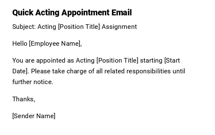 Quick Acting Appointment Email Quick Acting Appointment Email