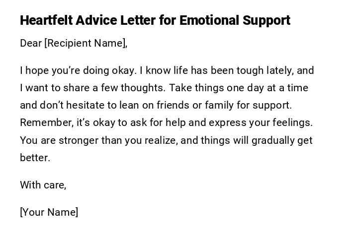 Heartfelt Advice Letter for Emotional Support