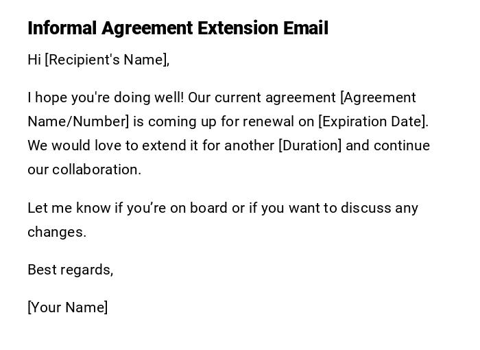 Informal Agreement Extension Email