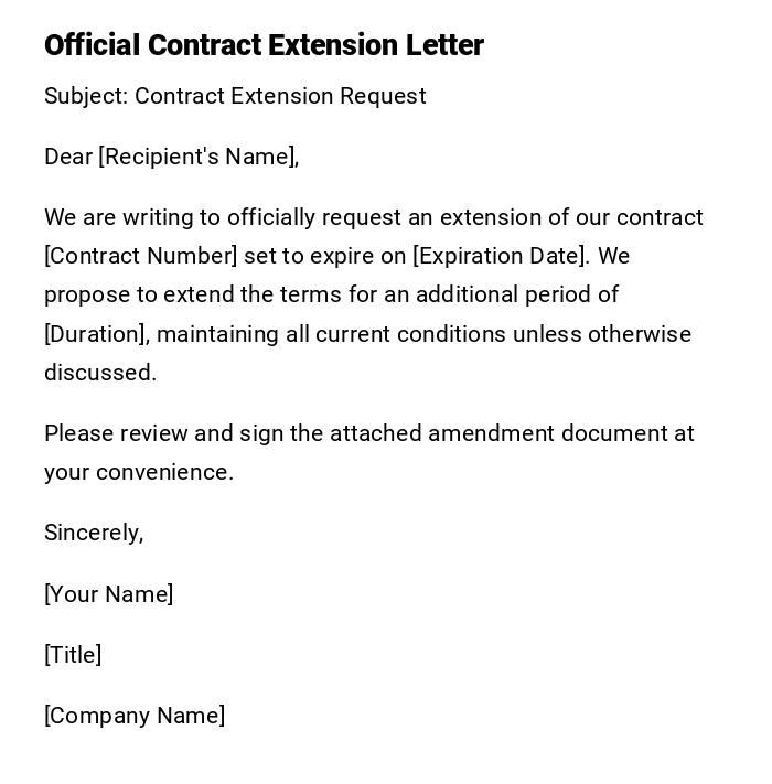 Official Contract Extension Letter