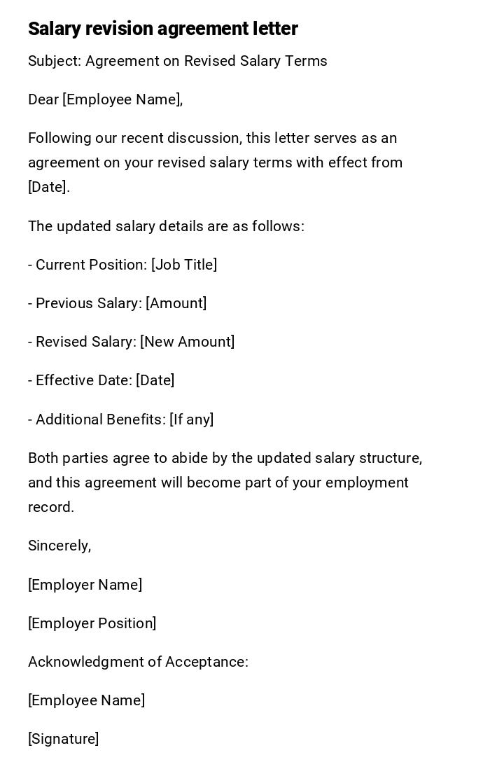 Salary revision agreement letter