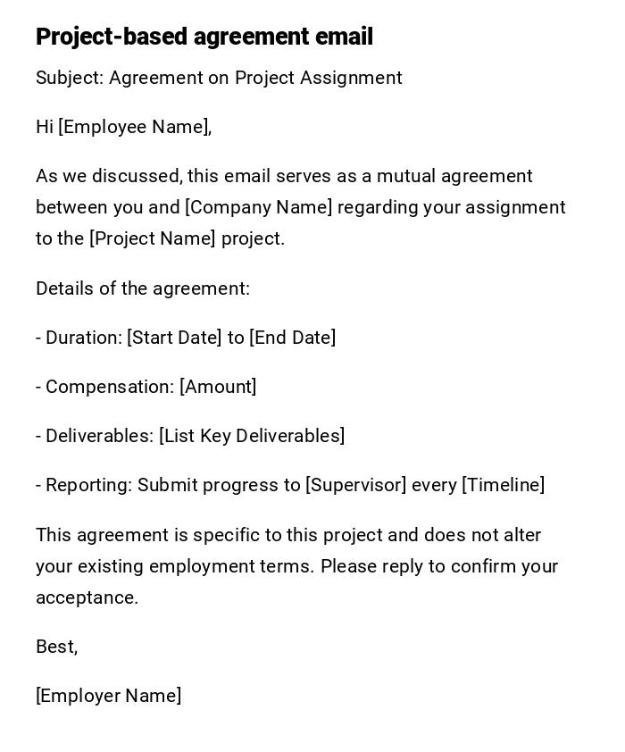 Project-based agreement email