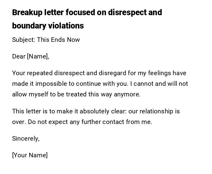 Breakup letter focused on disrespect and boundary violations
