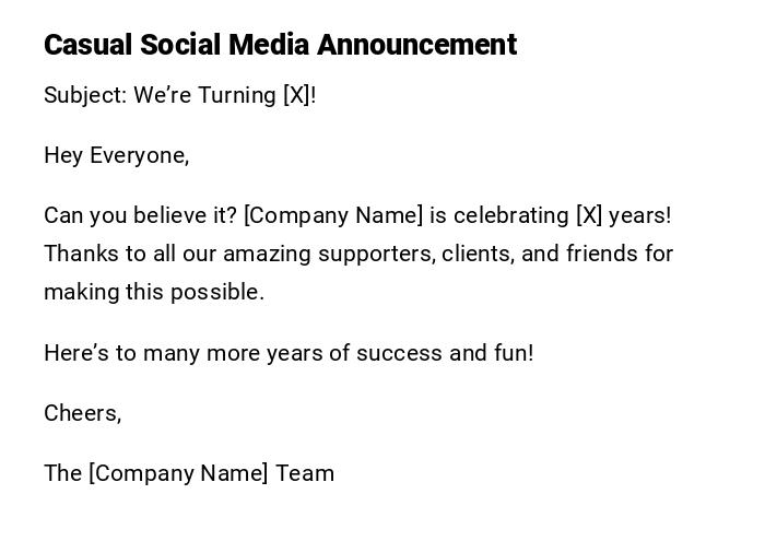 Casual Social Media Announcement
