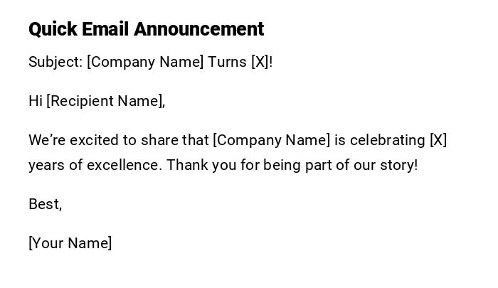 Quick Email Announcement