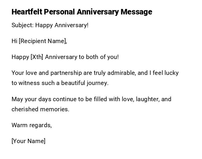 Heartfelt Personal Anniversary Message