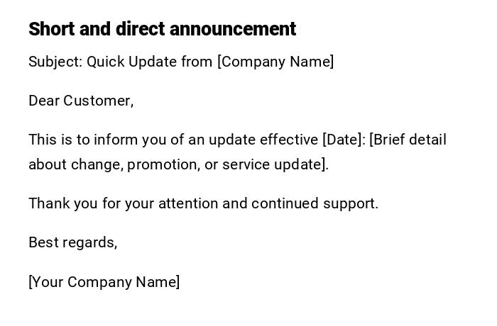 Short and direct announcement