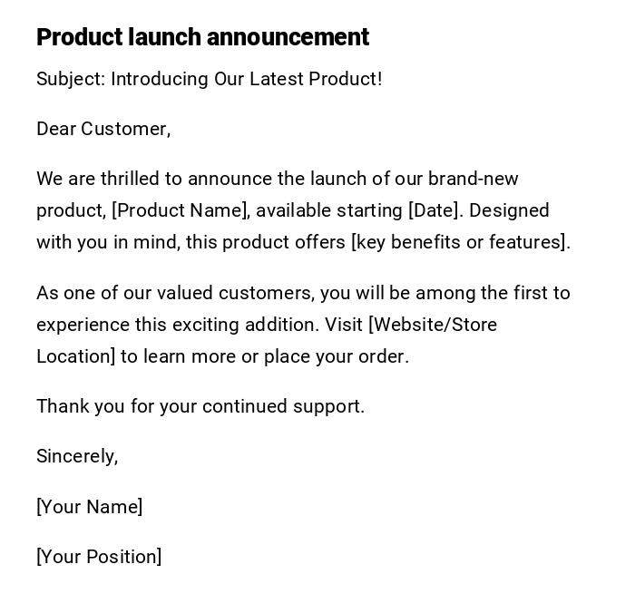 Product launch announcement