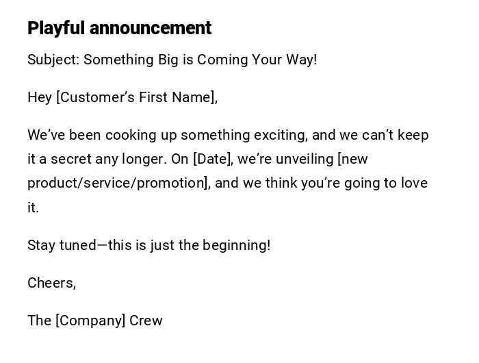 Playful announcement