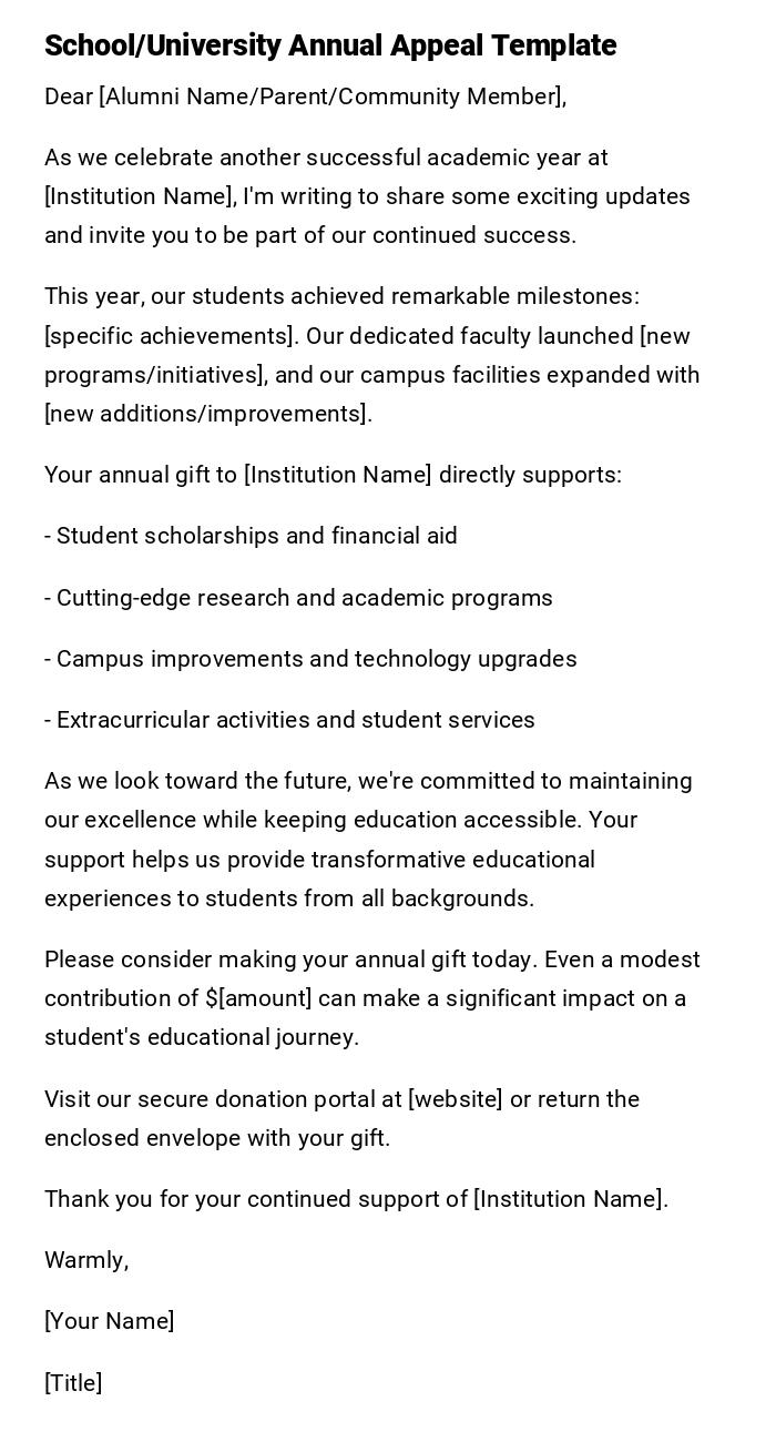 School/University Annual Appeal Template