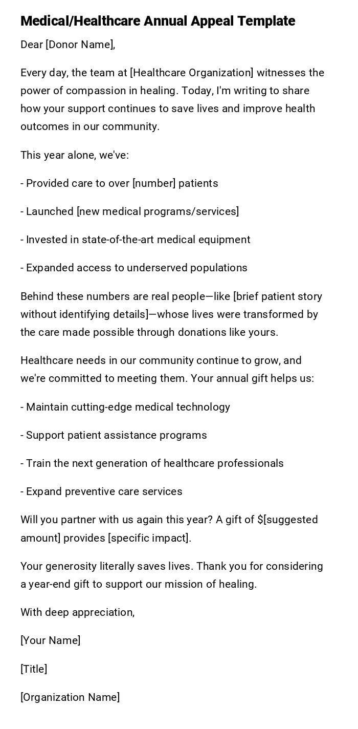 Medical/Healthcare Annual Appeal Template