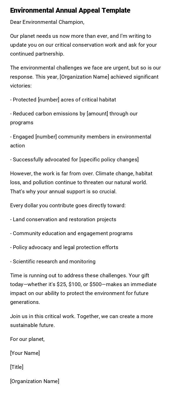 Environmental Annual Appeal Template