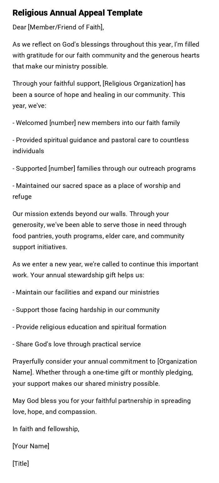 Religious Annual Appeal Template