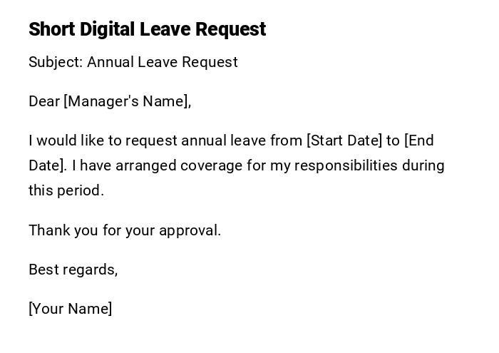 Short Digital Leave Request