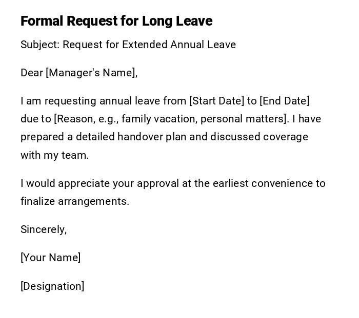 Formal Request for Long Leave