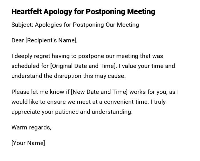 Heartfelt Apology for Postponing Meeting