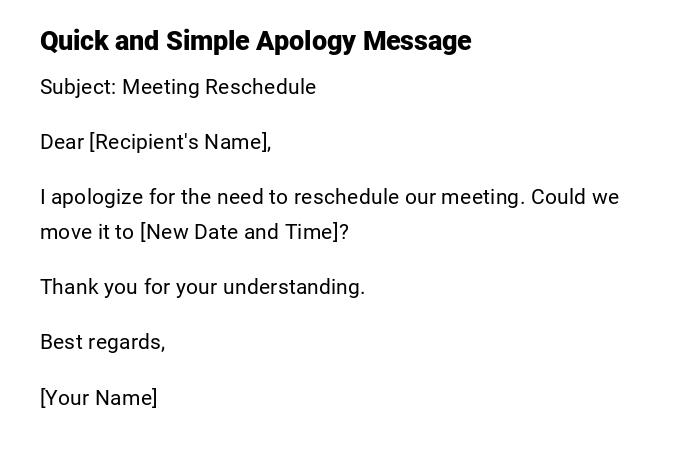 Quick and Simple Apology Message