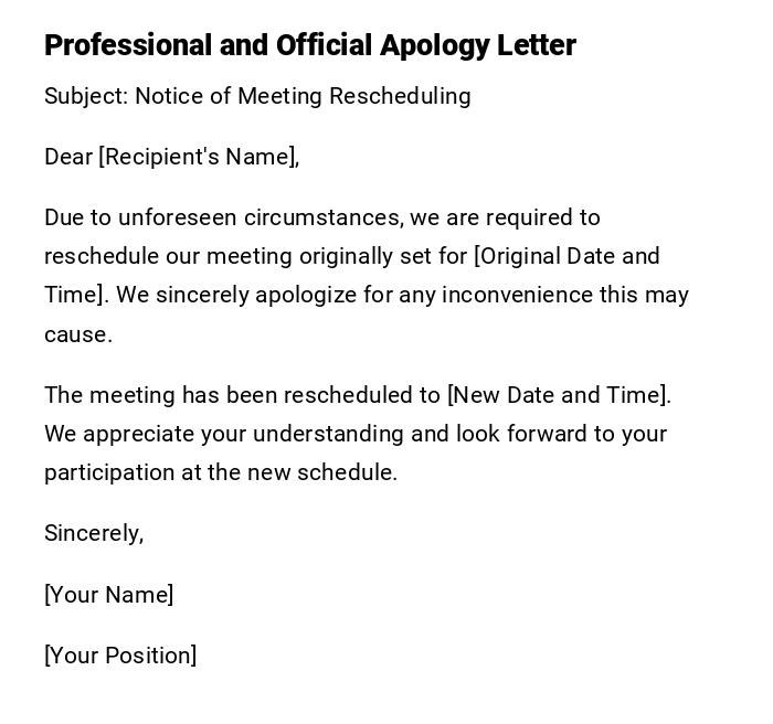 Professional and Official Apology Letter