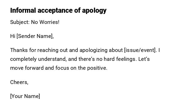 Informal acceptance of apology
