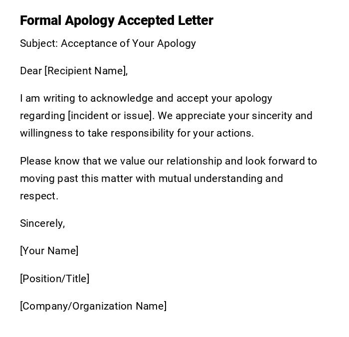 Formal Apology Accepted Letter