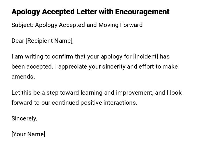 Apology Accepted Letter with Encouragement
