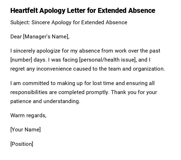Heartfelt Apology Letter for Extended Absence
