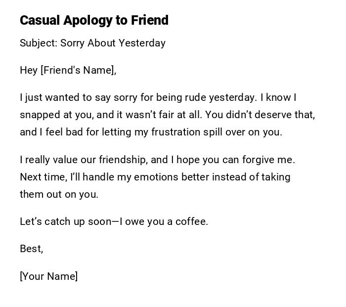 Casual Apology to Friend