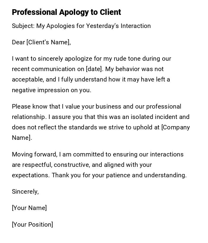 Professional Apology to Client