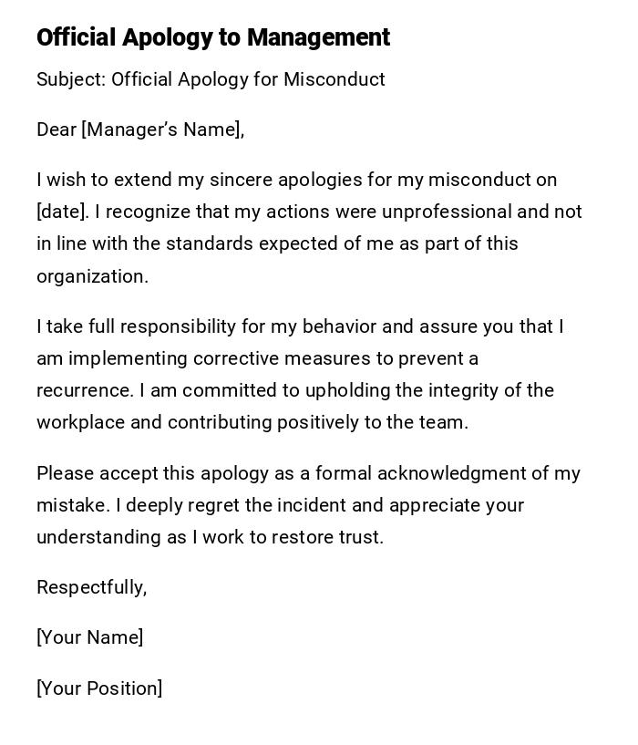 Official Apology to Management