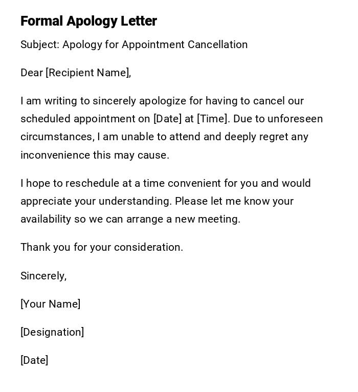 Formal Apology Letter