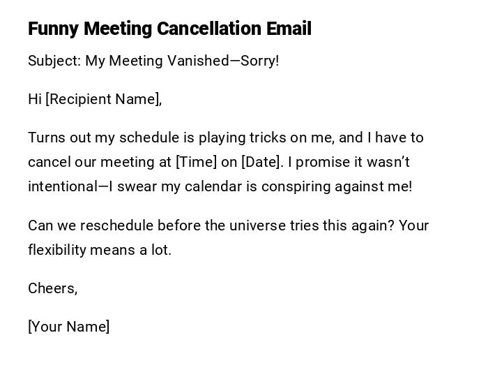 Funny Meeting Cancellation Email Funny Meeting Cancellation Email