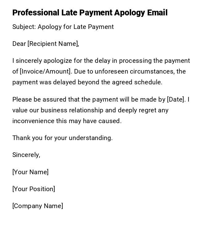 Professional Late Payment Apology Email