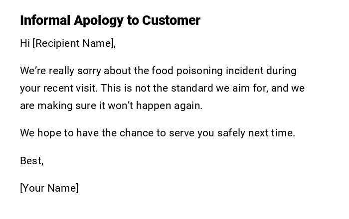 Informal Apology to Customer