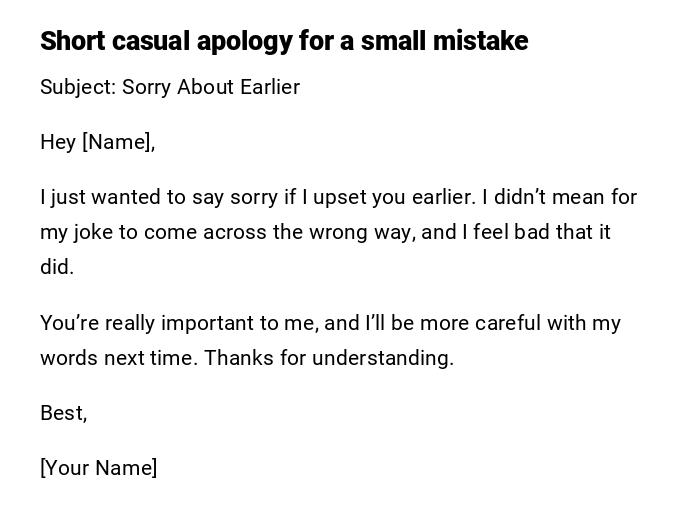 Short casual apology for a small mistake