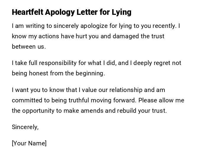 Heartfelt Apology Letter for Lying