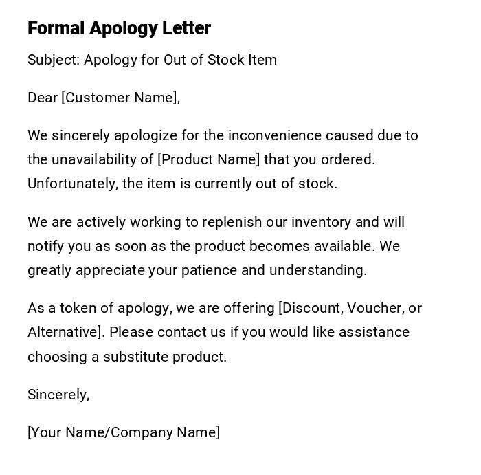 Formal Apology Letter