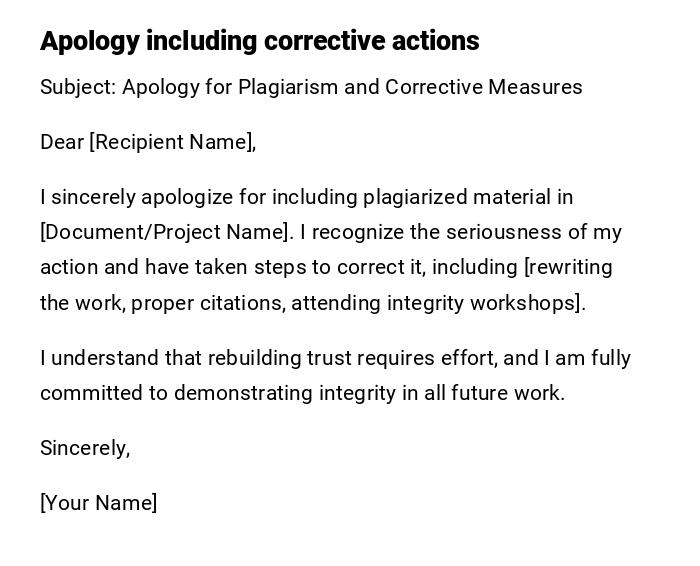 Apology including corrective actions