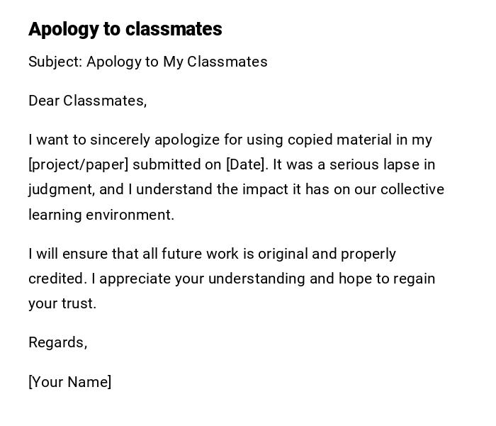 Apology to classmates