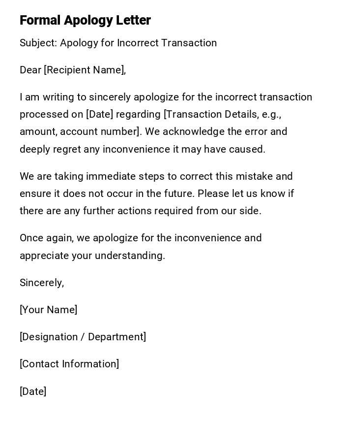 Formal Apology Letter